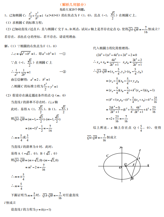 2021高考数学秒杀锦集: 解析几何题库及答案, 可打印