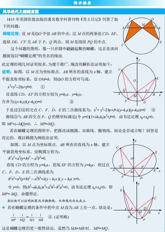 高考数学, 蝴蝶定理, 你学会了吗?