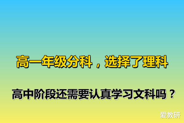 高一年级分科, 选择了理科, 
阶段还需要认真学习文科吗?