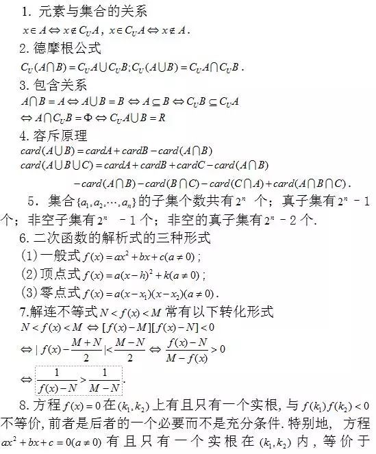 高中数学常考结论203条(珍藏版), 背熟次次都考高分!