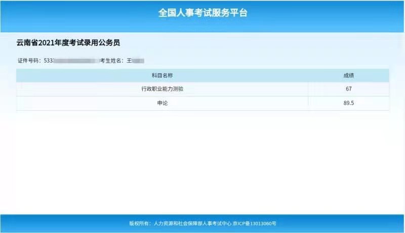 2021云南省考可以查分了, 你们都考的咋样耶