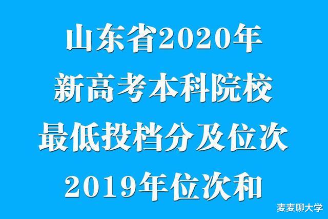 山东2020新高考本科院校最低投档分及位次+2019年位次和