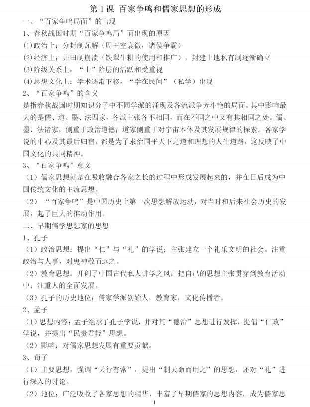 
历史: 必修三、知识点总结! 高一升高二的同学提前来看!