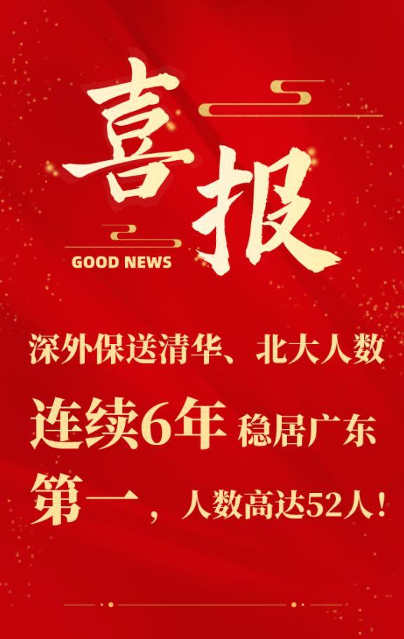 深外保送清华、北大人数连续6年稳居广东第一, 人数高达52人