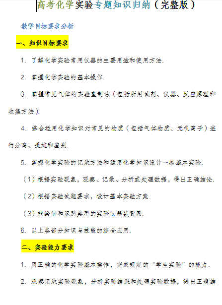 逢考必出, 极易出错的高考化学"实验题"核心考点知识梳理