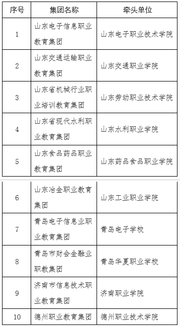 山东10个职教集团入选全国第二批示范性职教集团