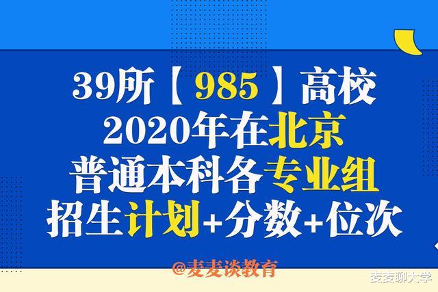 39所985高校2020年在北京普通本科各专业组招生计划+分数线+位次