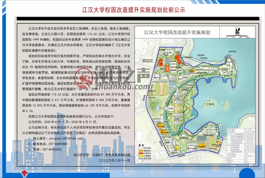 江汉大学扩容, 多处教学楼及体育设施施工中, 积极打造国内“双一流”大学