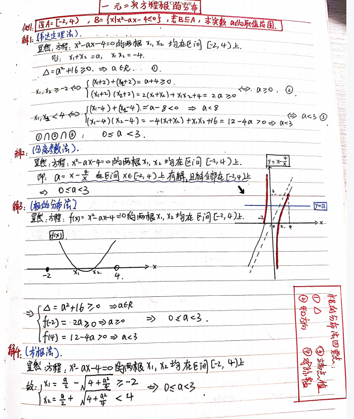 高考数学学霸手写一元二次方程分布秒杀笔记(超全)拿去看看吧