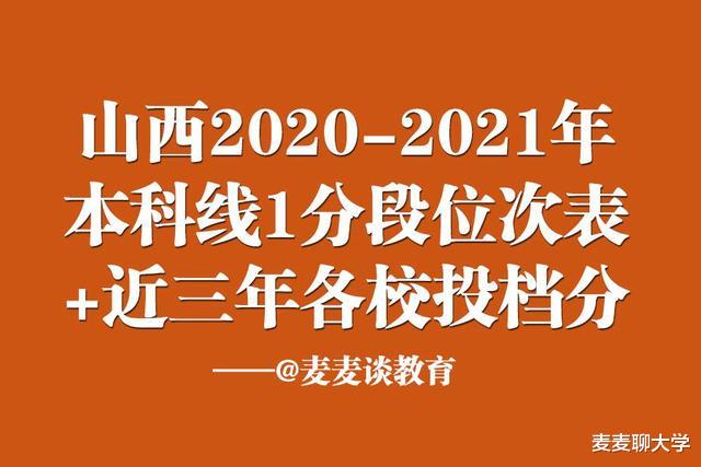 山西2020-2021年高考本科线上1分1段位次表! 附近三年各校投档分