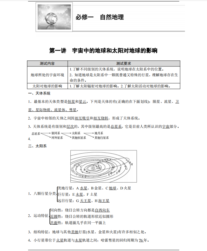 小高考地理知识点26大讲义汇总大全(可打印)用到它绝对不亏