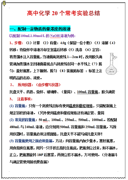 中化学80分以下的同学, 快来看看, 你掌握了这20个常考实验题吗