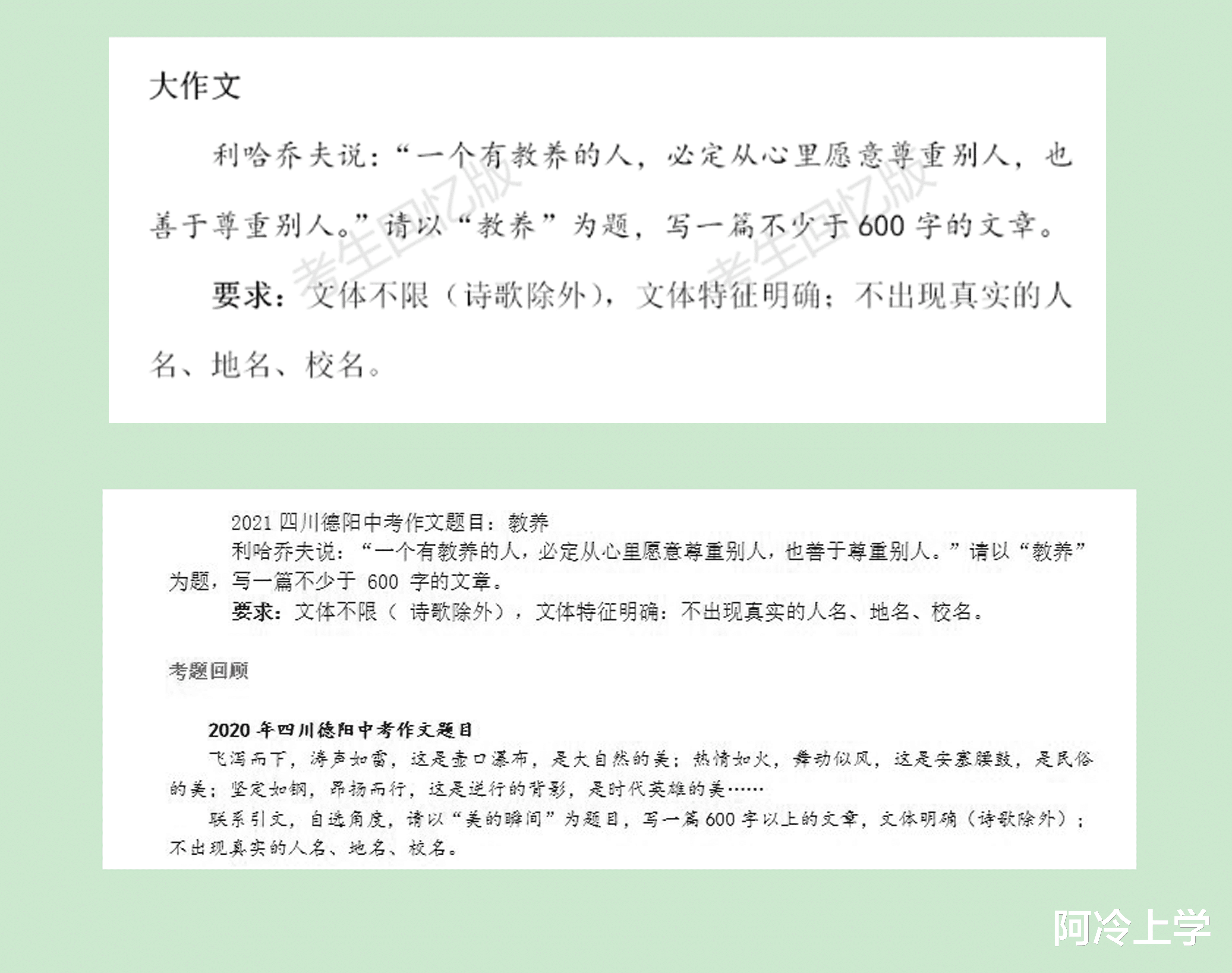 四川德阳中考试卷：你是怎样理解教养这个词的？