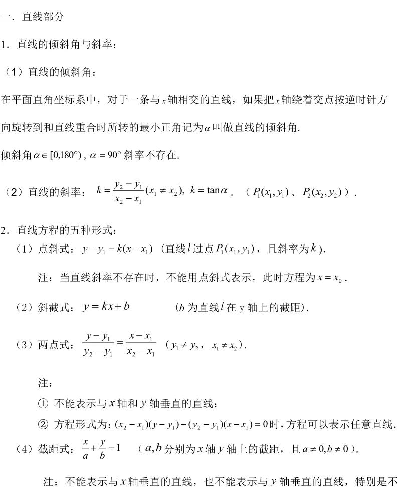 高考数学丨平面解析几何知识点全梳理, 一轮复习必备!