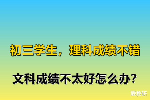 初三学生, 理科成绩不错, 文科成绩不太好怎么办?