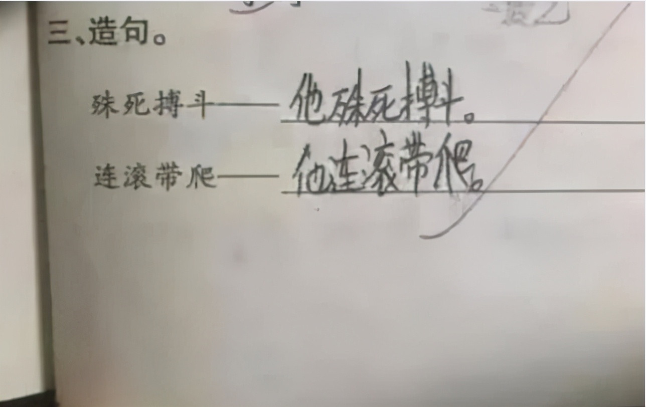 “超懒”小学生作业走红，老师看完左右为难，想画叉又挑不出错