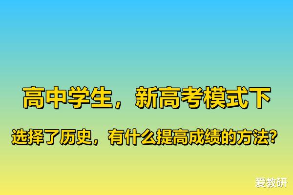 
学生, 新高考模式下, 选择了历史, 有什么提高成绩的方法?