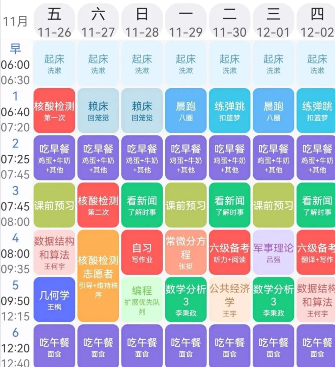 985大学生有多辛苦? 浙大学霸晒出时间表, 从清晨学到深夜是常事