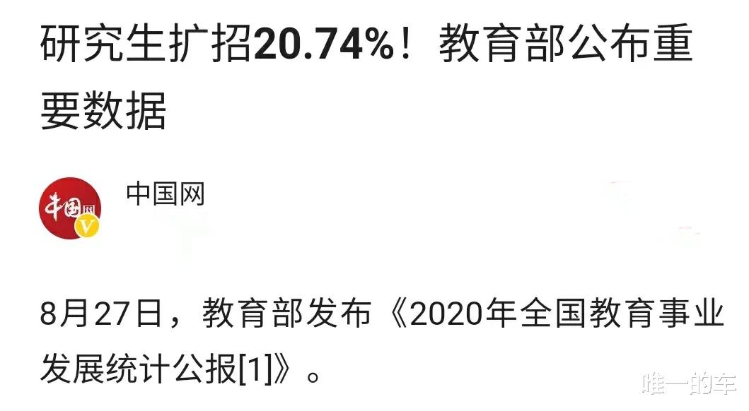 研究生扩招20%, 总数110万以上, 美国的研究生只有中国的一个零头!