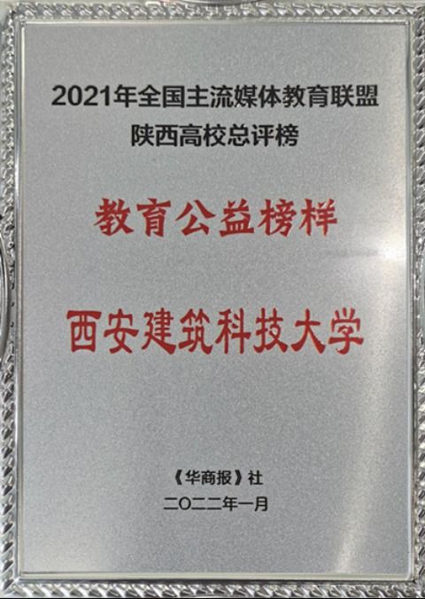 西安建筑科技大学荣获教育公益榜样奖!