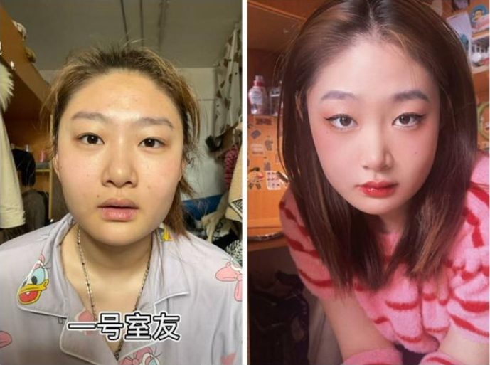 女大学生给5位室友化妆，前后判若两人，效果堪比“整容”