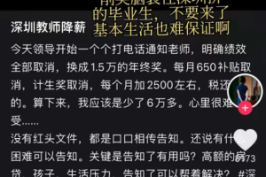 深圳教育系统开始降薪, 动辄百万年薪招聘老师的深圳教师热要凉
