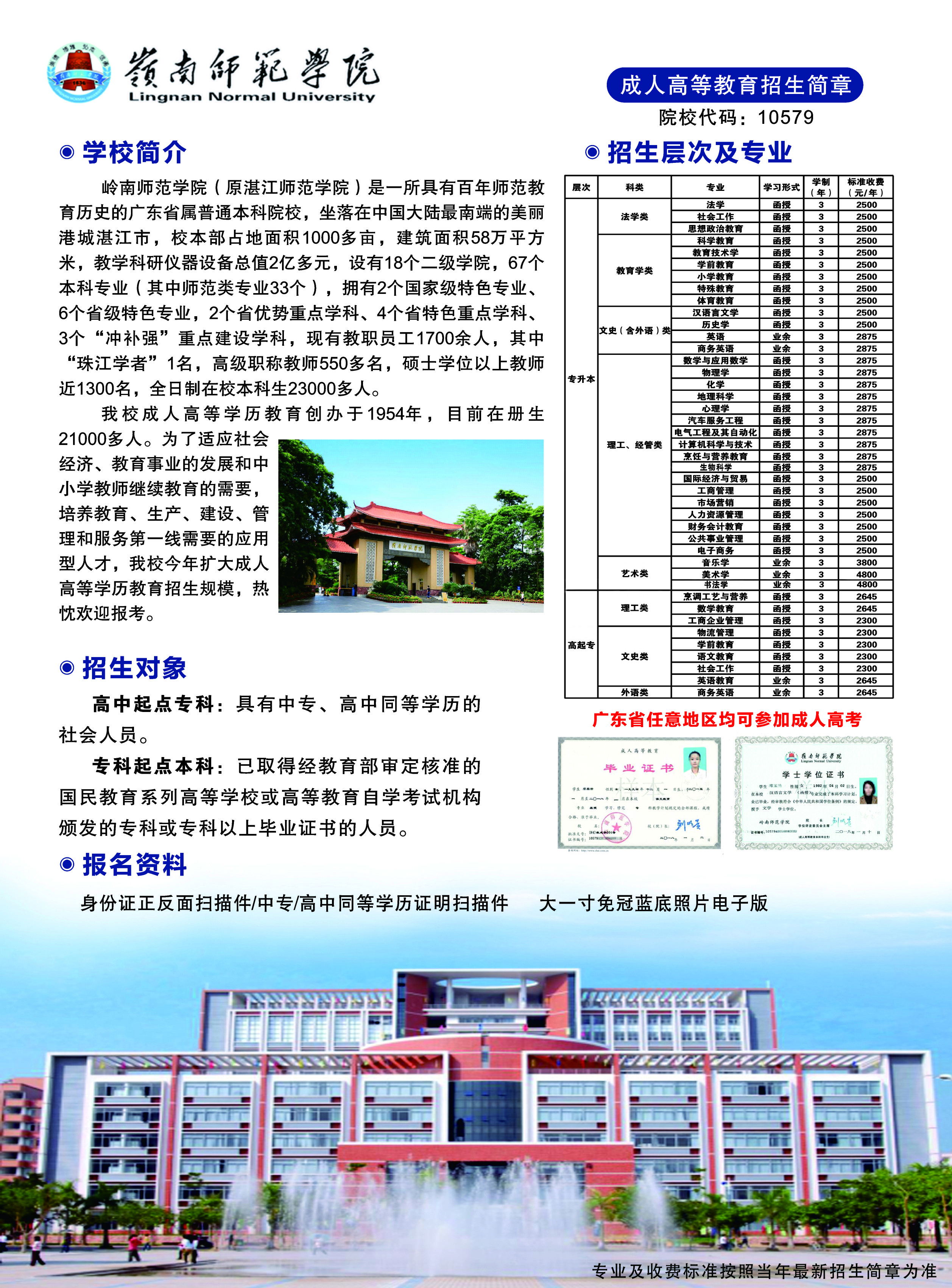 2022年岭南师范学院成人高考函授报名招生简章