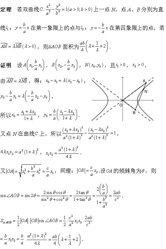 广东惠州六校22届高三第六次联考第22题双曲线渐近线三角形面积