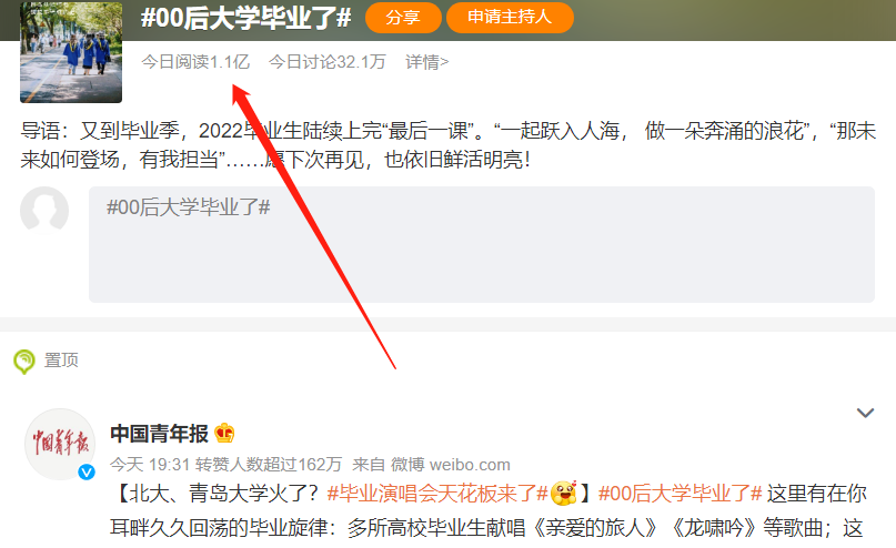 高考成绩全部出炉后, 首届00后毕业刷屏热搜, 话题阅读量高达1.1亿