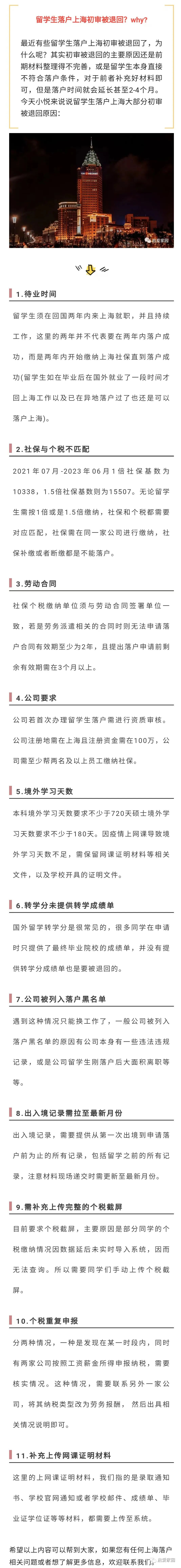 留学生落户上海初审被退回有哪些常见原因?