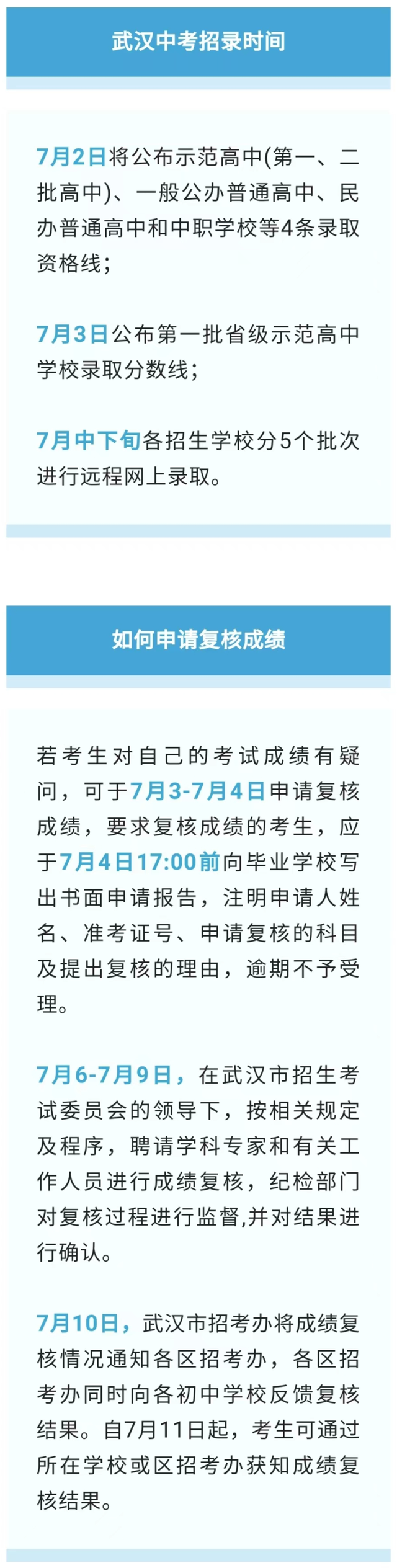 7月1日起, 武汉中考可以查分了! 7月2日起公布中考分数线