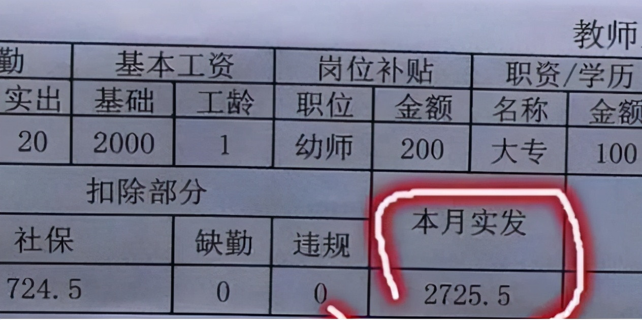 官方统计教师年薪10万, 教师则晒出2700元工资单, 是谁在说谎?