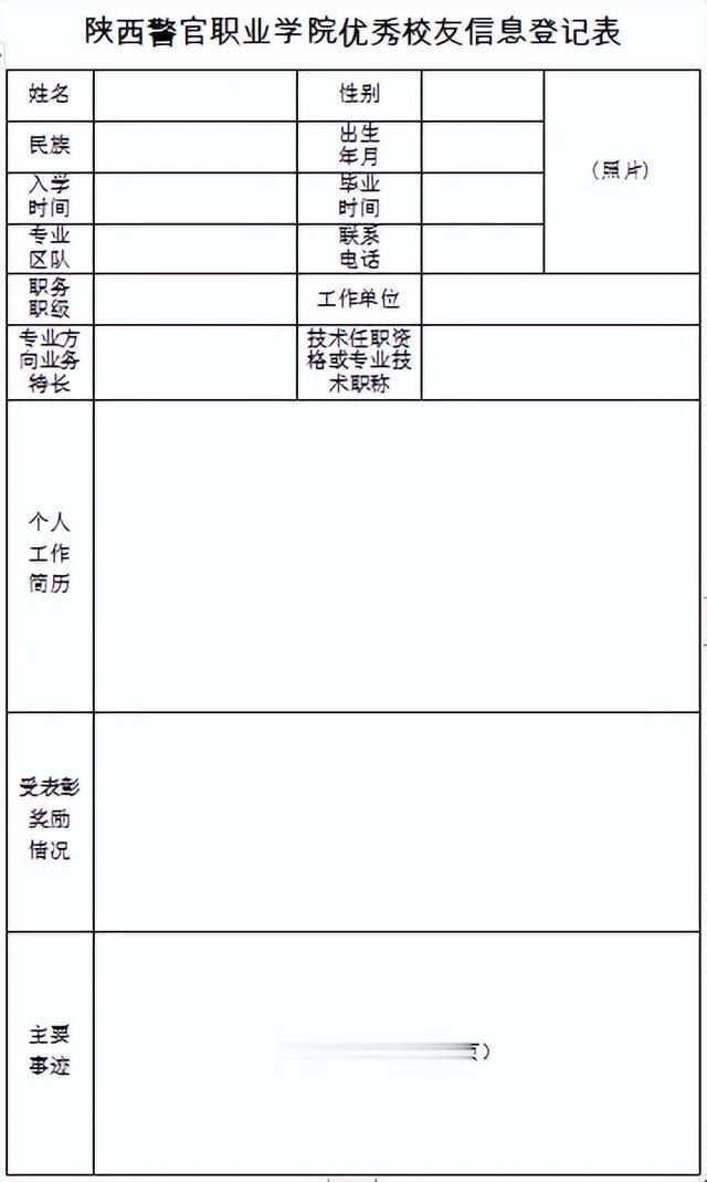 陕西警官职业学院关于优秀校友信息征集工作的通知