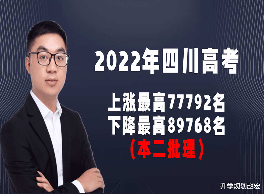 2022年四川本二批录取分析, 理科上涨最高77792名, 下降89768名