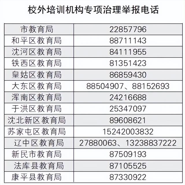 沈阳正在严查, 举报电话公布