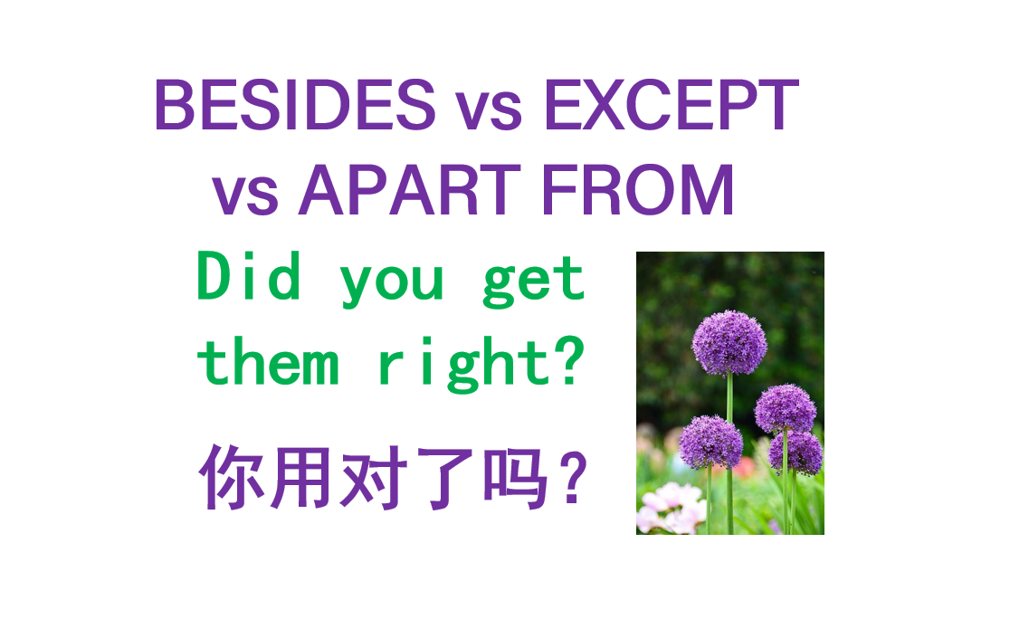 BESIDES vs EXCEPT vs APART FROM的区别及用法