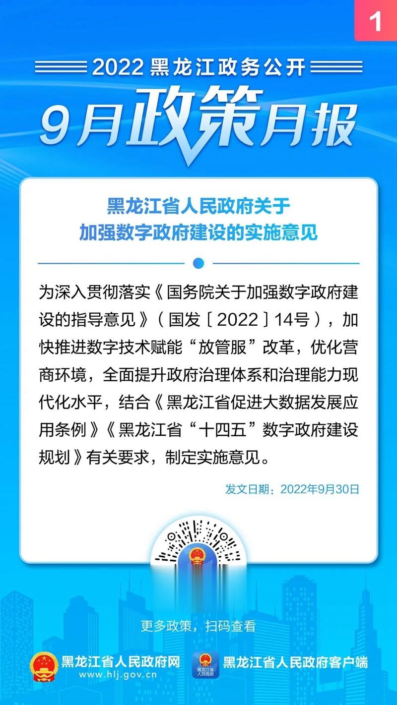 9月, 黑龙江省政府发布这些重要政策