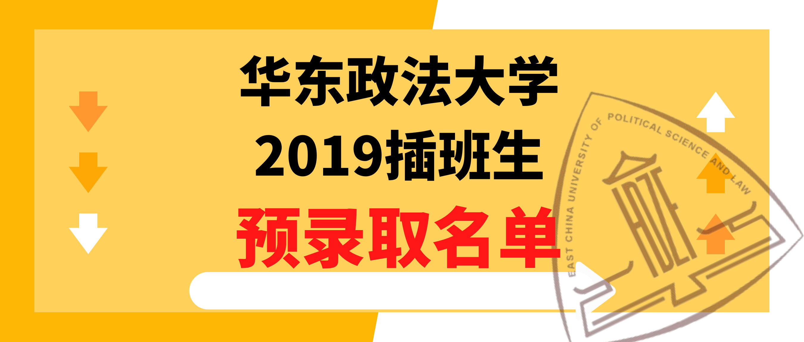 2019年华东政法大学插班生预录取名单