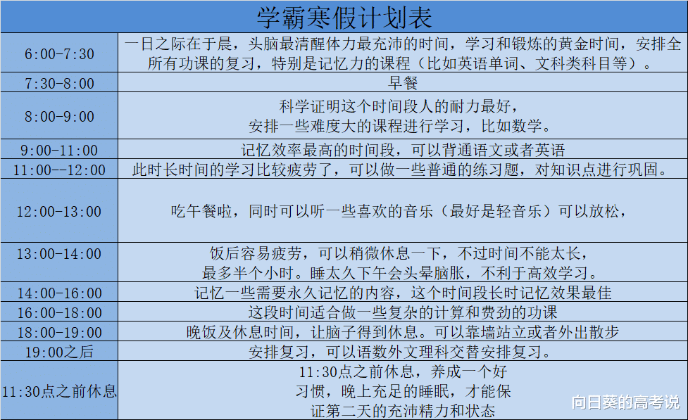 寒假学习计划表, 写得漂亮, 不如做得好看