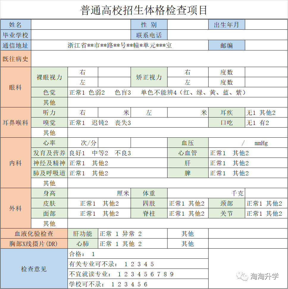 高考体检项目，既往病史填写方式，病史证明材料获取途径