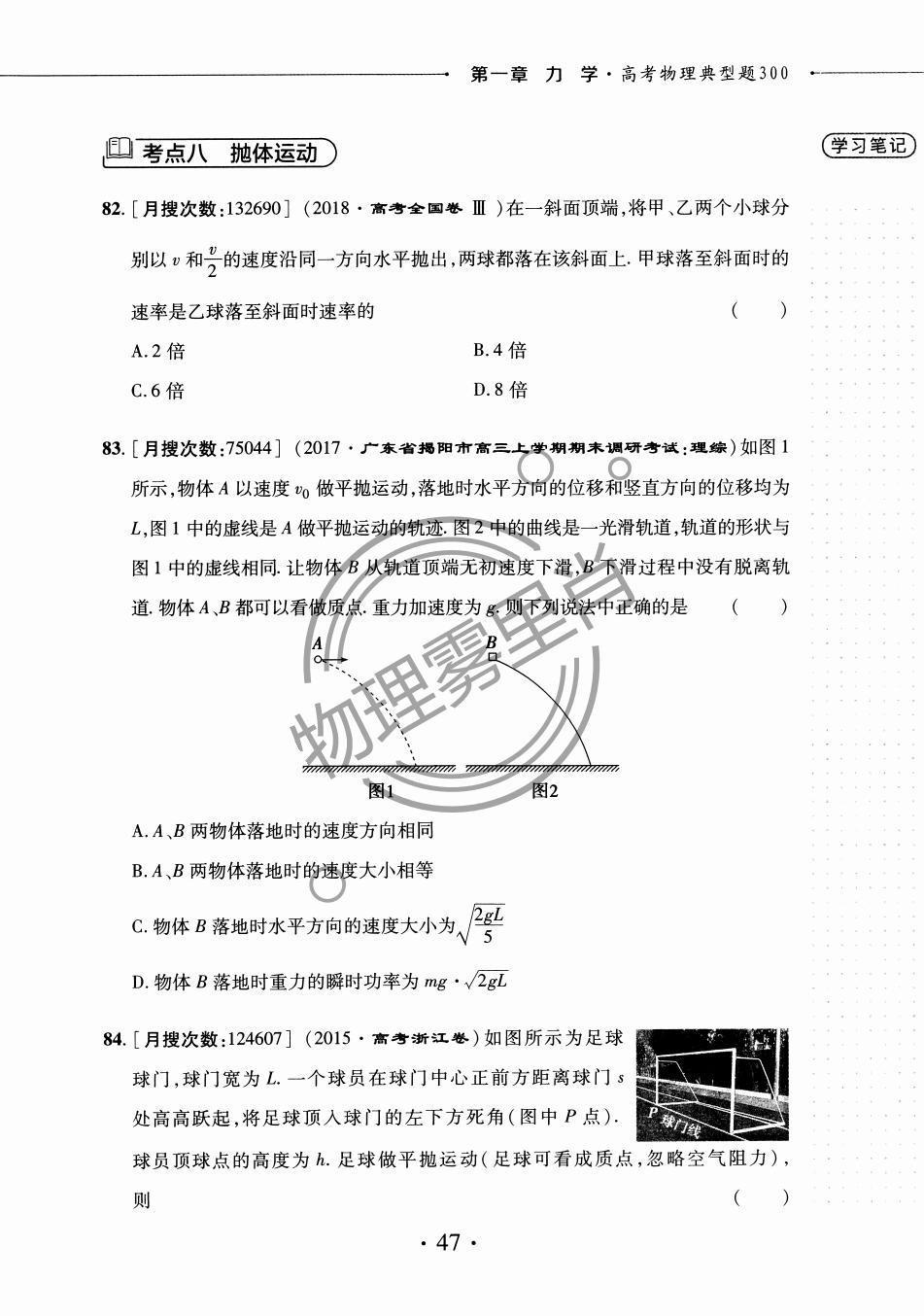 高中物理——必修二抛体运动，做过近十年高考题的学生，老师都知道，很多经典题目会