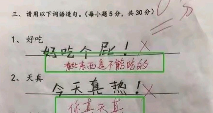 “你完蛋了”, 小学生“0分试卷”走红, 网友看后笑得直不起腰