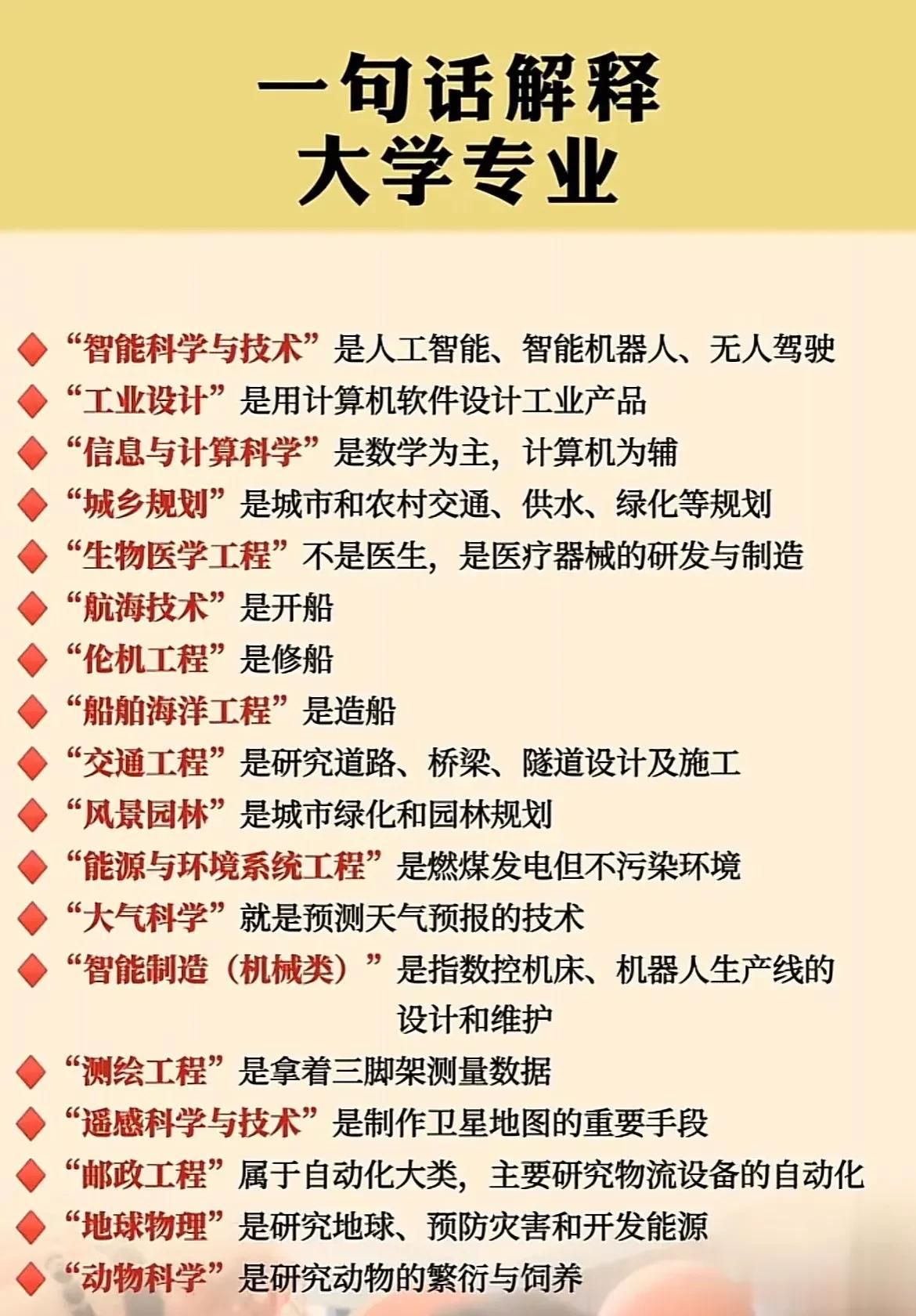 这位老师真是太厉害了，一句话就将各大专业解释清楚了，看完之后，真是被惊艳到了，原