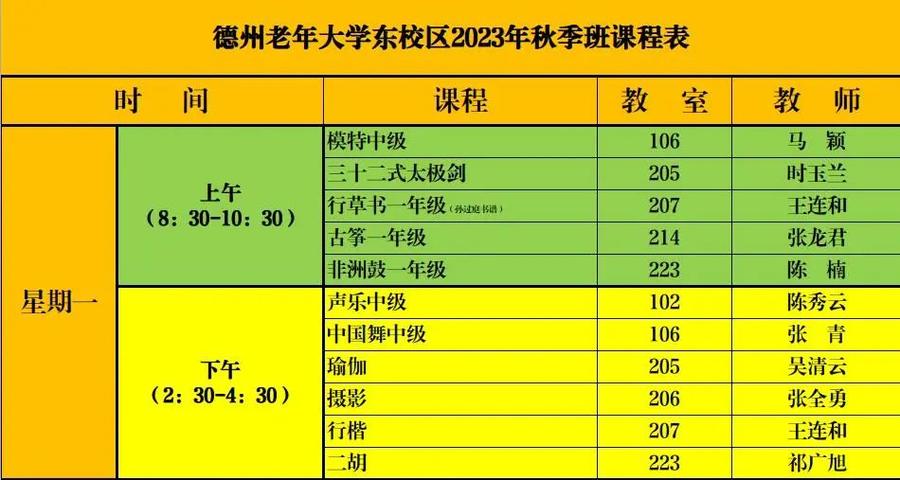 德州老年大学秋季班即将开课