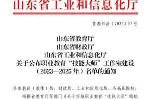 点赞! 枣庄职业学院获批两个省级职业教育“技能大师”工作室
