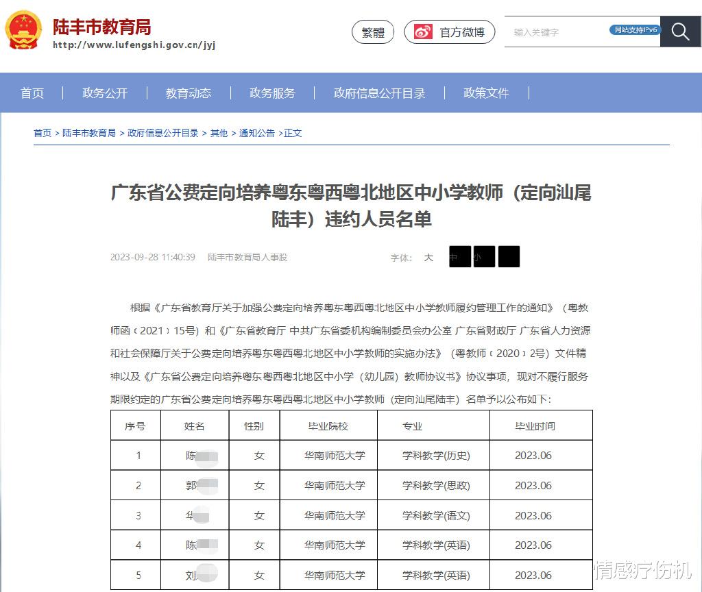 重拳出击! 广东通报公费定向培养对象违约名单