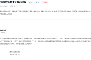 网友建议“设置重庆职业技术大学”, 官方: 继续优化高等教育布局