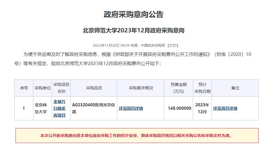 北京师范大学预投入148万采购全玻片扫描系统项目