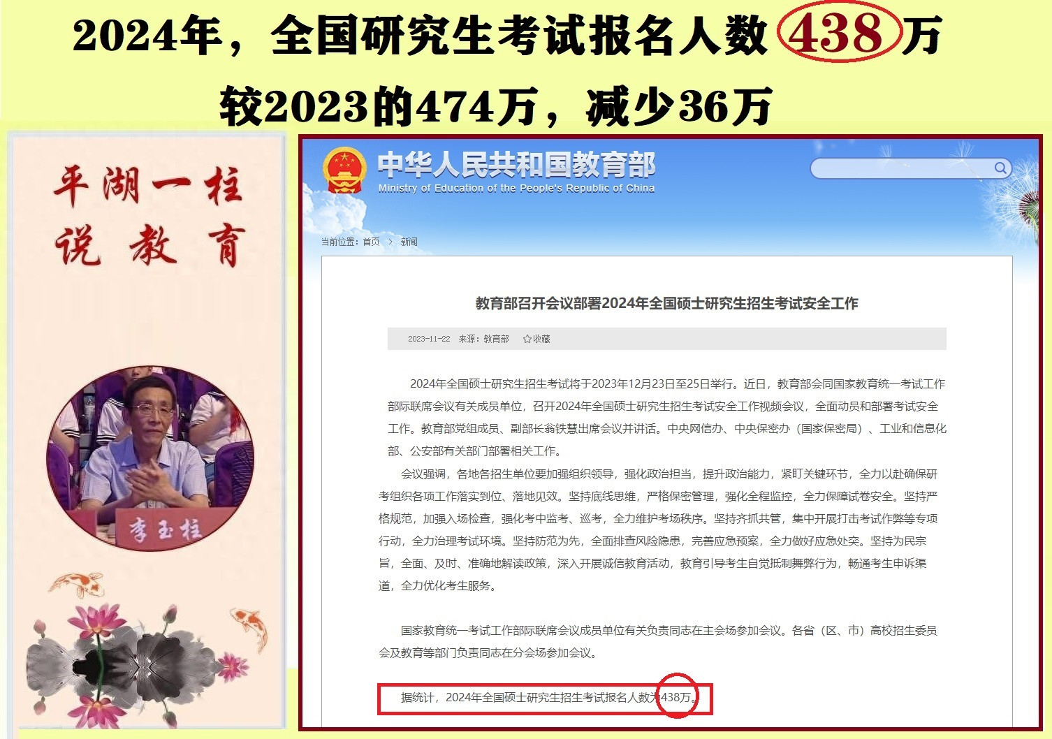 2024年考研报名总数438万，较去年减少36万，原因只有一个，都是就业惹的祸