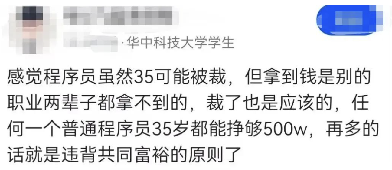 某大学生扬言: 程序员35岁就应该赚到500w! ?